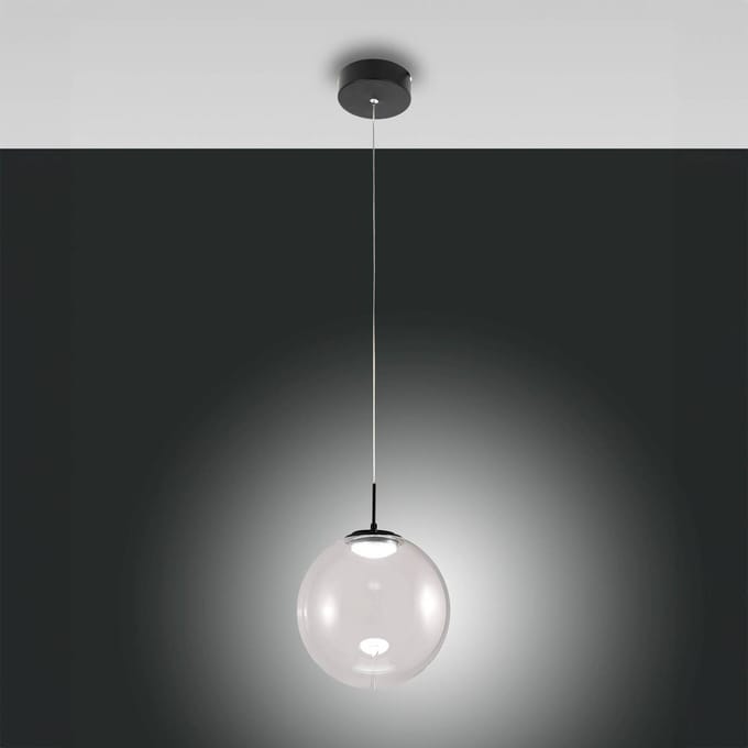 Fabas Luce LED hanglamp Ariel, 1-lamp, Ø 25cm, glas, dimmer, CCT