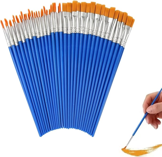 Complete Set van 60 Professionele Verfkwasten voor Beginners en Kunstenaars - Ideaal voor Schilderen, Graffiti en Creatieve Projecten