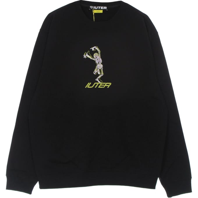 Herensweatshirt met ronde hals, zwart