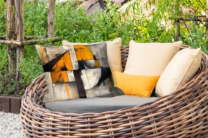 Buitenkussens - Tuin - Geel - Abstract - Modern - Vormen - 50x30 cm