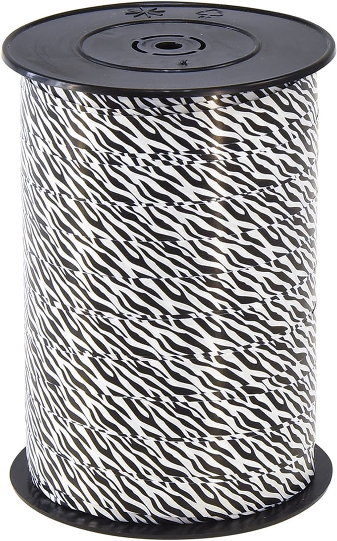 Decoratief lint zwart wit krullint Safari 10mm 100m