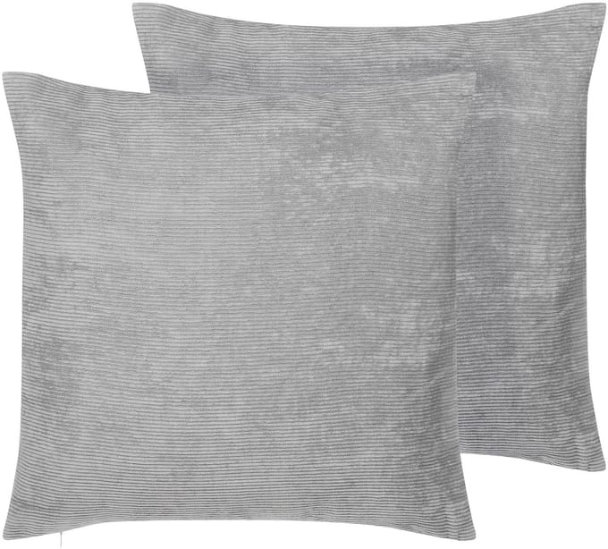 NOLANA - Sierkussen set van 2 - Grijs - 45 x 45 cm - Polyester