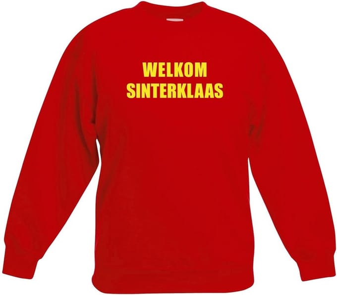 Sinterklaas trui - sweater - rood - Welkom Sinterklaas - voor kinderen 122/128
