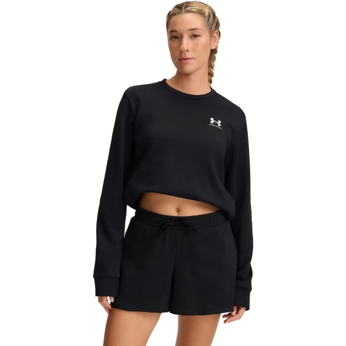 Under Armour UA Rival Terry Crew Dames Sporttrui - Zwart