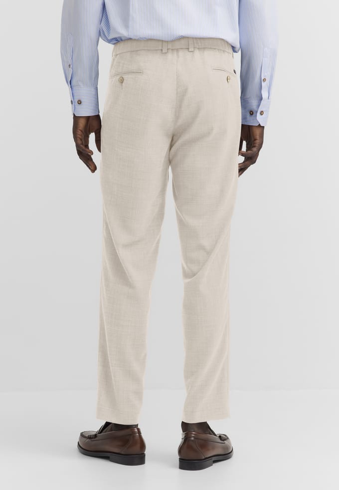 Bugatti Herren Broek met bandplooien, stretch en easy-care functie