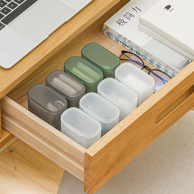 Boîte de rangement de câbles de données, boîte de rangement de casque anti-poussière avec couvercle, boîte de conteneur de fil de câble transparent pour le bureau et la maison vert