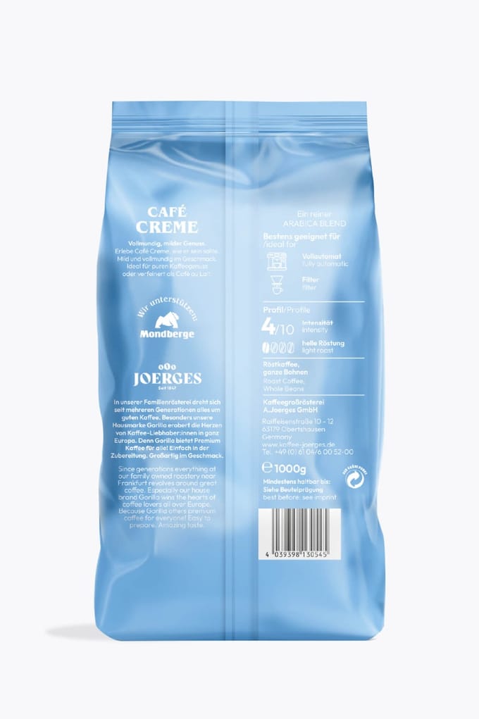 Gorilla Café Crème - koffiebonen - 1 kilo