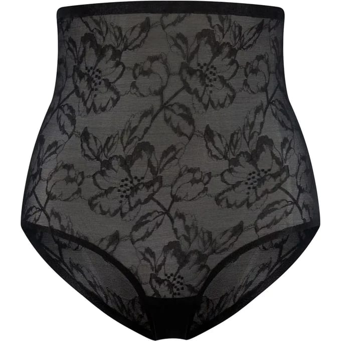 Bye Bra Kanten Corrigerende Slip met Hoge Taille Zwart M