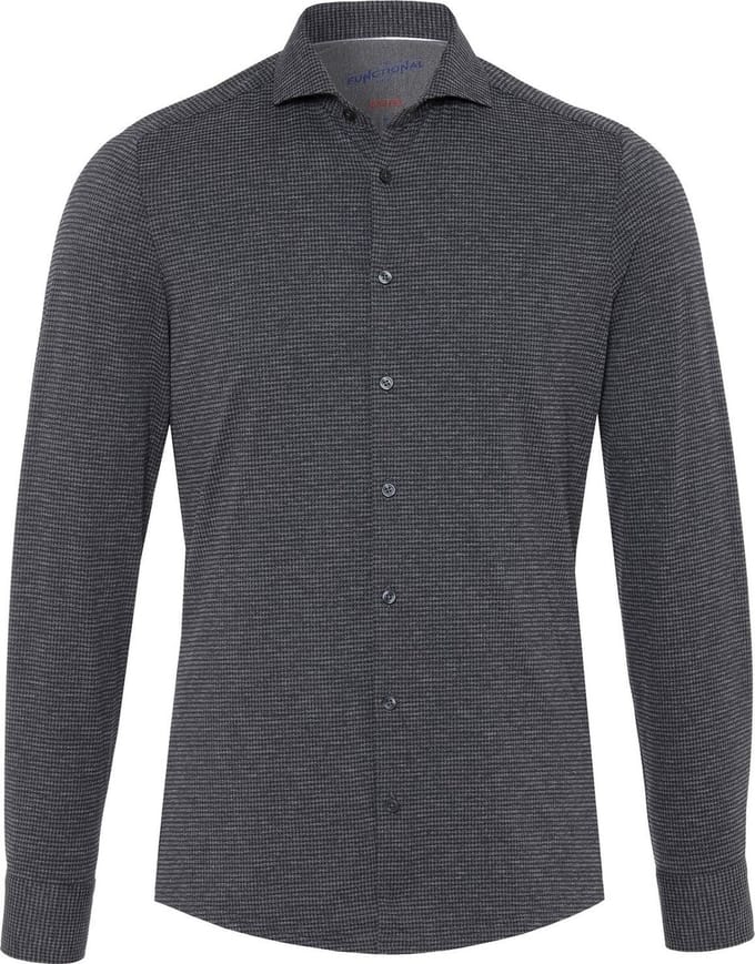 Pure The Functional Shirt Print Antraciet - Maat 43 - Heren - Overhemden Formeel
