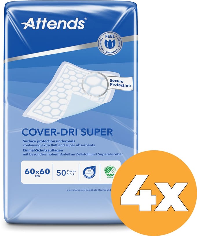 Attends Cover-Dri Super 60 x 60 cm - 4 paquets de 50 protections