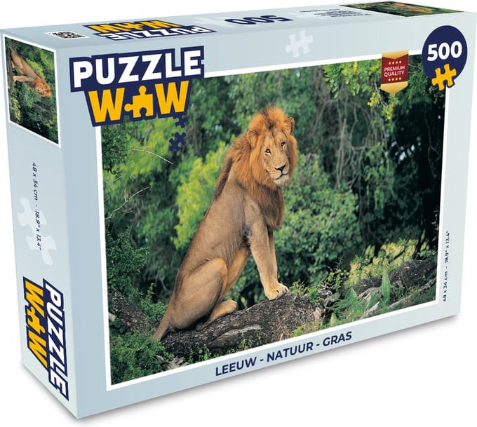 Puzzel Leeuw - Natuur - Gras - Legpuzzel - Puzzel 500 stukjes