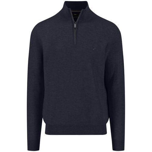 Fynch-Hatton Trui Troyer Zip Fine Allover Texture Navy / male