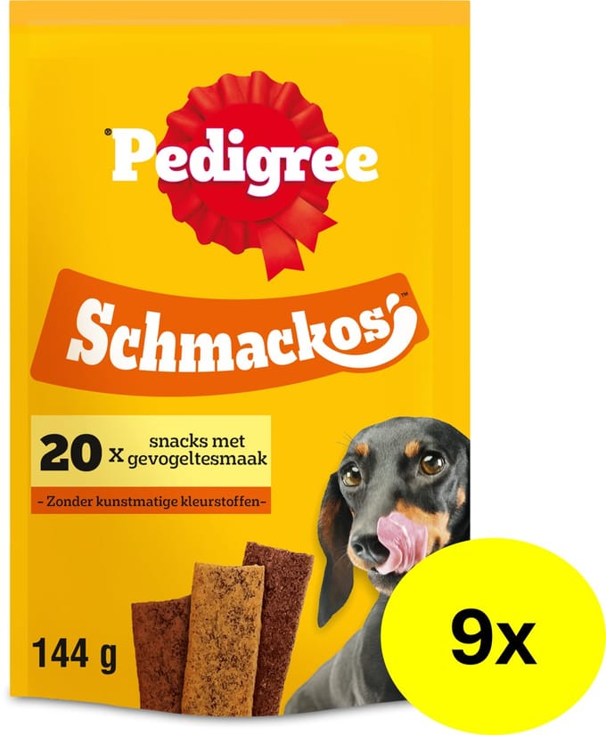 Pedigree Hondensnacks - Schmackos - Gevogelte Mix - 9x20 Stuks
