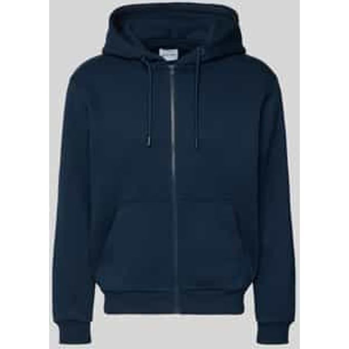 Jack & Jones blauwe heren vest   Capuchon hals   Regular fit   Steekzakken   Ritssluiting   Lange mouw Blauw XXL