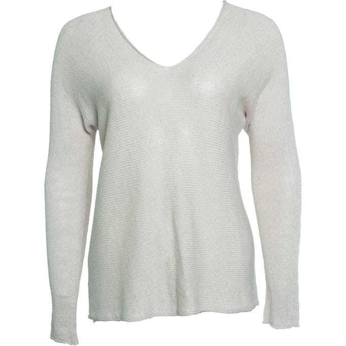 Vince, gebreide v-hals top in beige