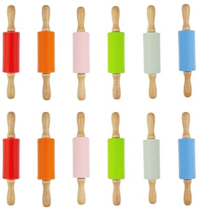 12 Pack Kleine Deegrollers voor Kinderen - 9 Inch Deegrollers in 6 Kleuren voor Thuis Keuken