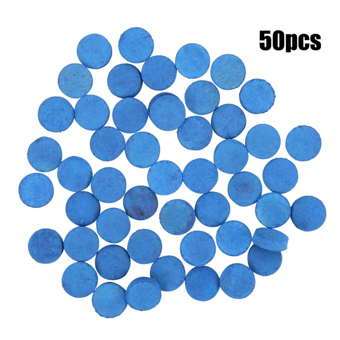 50 STUKS Lederen Biljart Pool Keu Tips Pool Keu Vervangingsaccessoire met Opbergdoos9mm blue