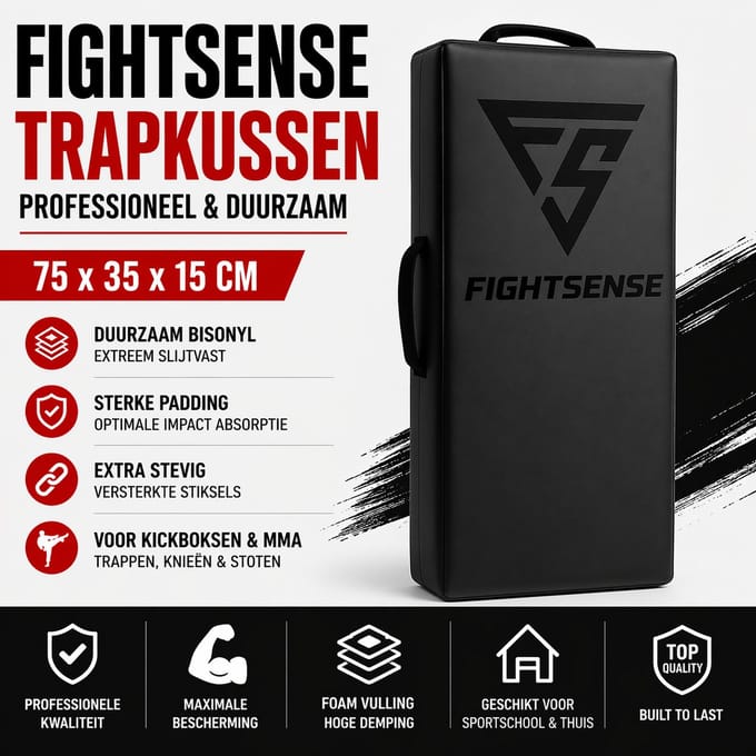 FightSense Trapkussen – Professioneel Trainingskussen – Voor Kicks, Knieën & Stoten