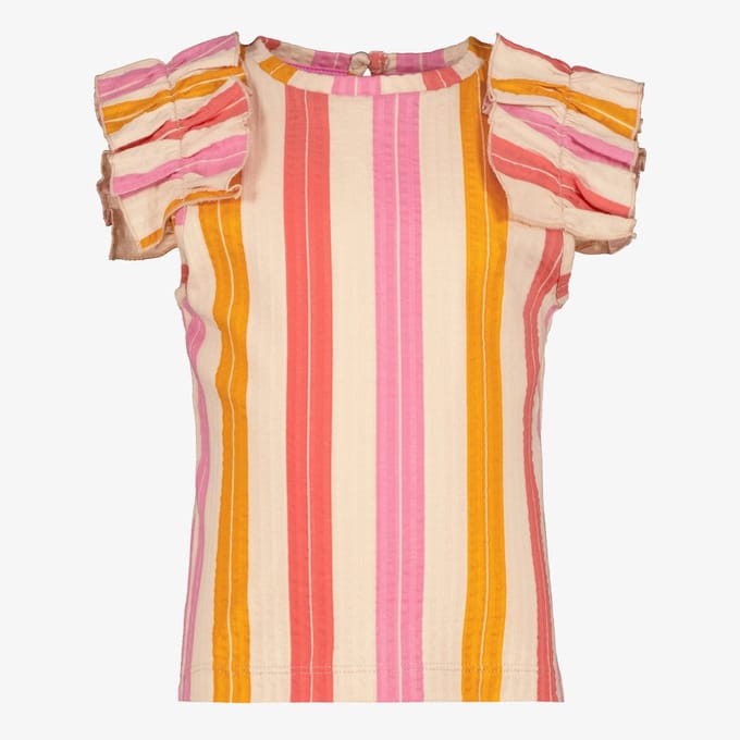 TwoDay meisjes top met ruffles gestreept - Wit - Maat 92