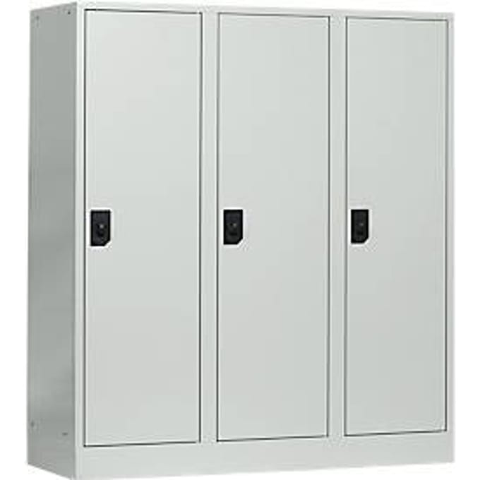 Schoollocker, compartimentbreedte 400 mm, 3 compartimenten, lichtgrijs/lichtgrijs