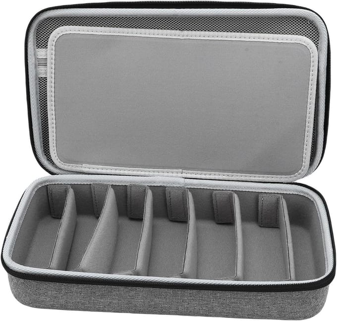 Brillen Organizer - Opbergdoos - Reis Opslag - 7 Verstelbare Sleuven - 32 x 20 x 8 cm - Grijs