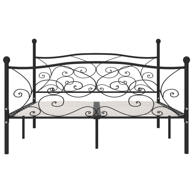 vidaXL - Bedframe - met - lattenbodem - metaal - zwart - 180x200 - cm