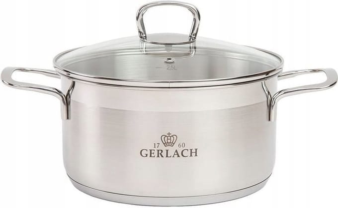 Gerlach Brava Inductiepan 18cm 2L RVS met Glazen Deksel