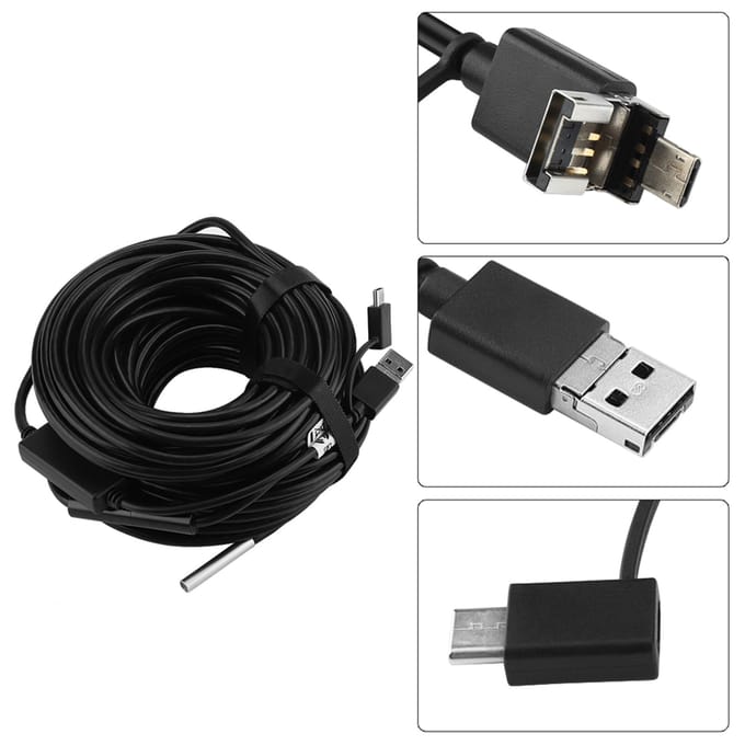1 stuks 20 meter 5,5 mm USB Endoscoop met 720P Waterdichte Camera voor Pijp Auto Inspectie zwart