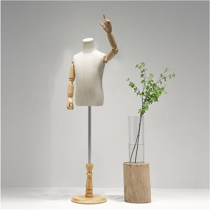 Kinder Naaipop - Kind Mannequin Torso - Kleding Presenteren - Verstelbare Hoogte - 83-130 cm - Beige