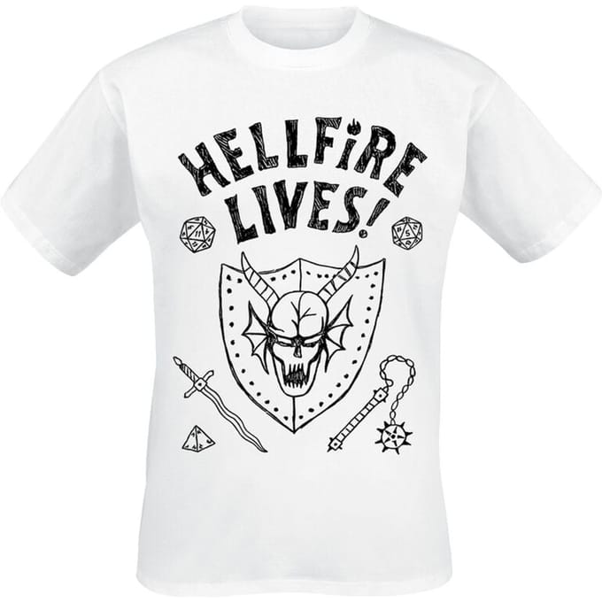 Stranger Things T-shirt - Season 5 - Hellfire Lives! - M tot 3XL - voor Mannen - wit