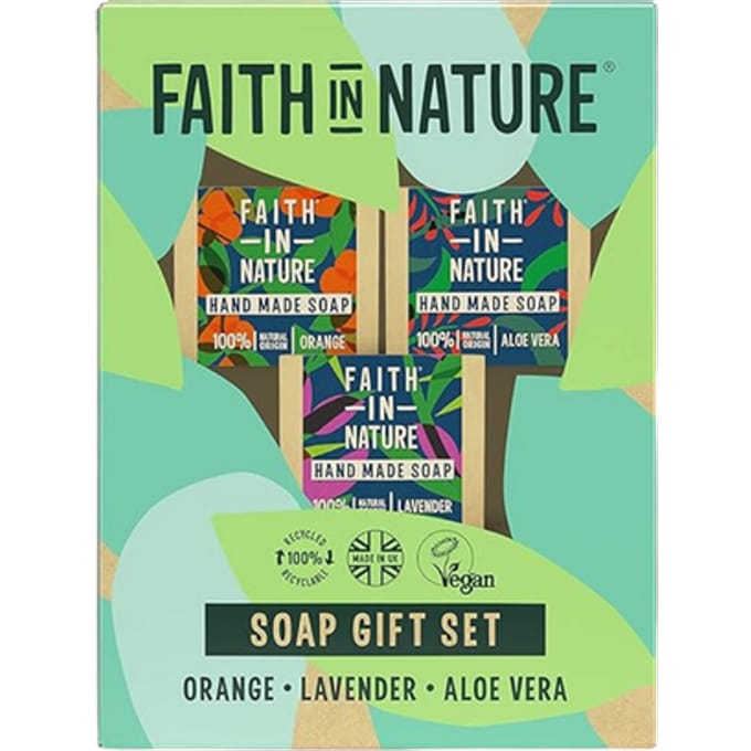 Faith In Nature Handgemaakte Zeep Cadeauset – 3 stuks