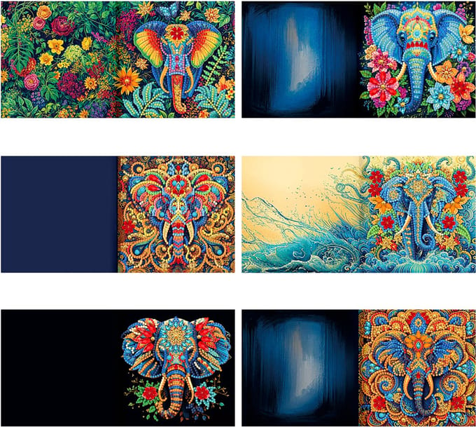 Kaarten - 74 - Olifanten - Diamond painting - compleet pakket - Diamond painting by Wietske