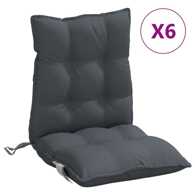 vidaXL - Stoelkussens - 6 - st - lage - rug - oxford - stof - antracietkleurig