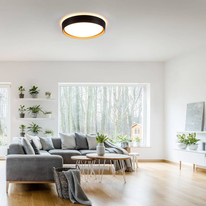Emilia Plafondlamp LED 40cm zwart 3000k-1400lumen - Modern - Leuchten Direkt