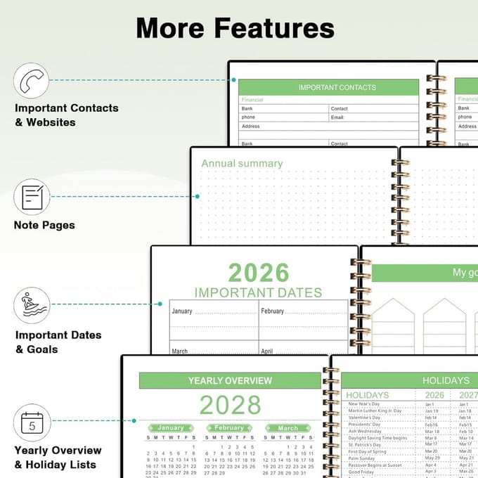3 Jaar Maandplanner 2026 t/m 2028 - Groot Formaat Kalender met Ruime Schrijfvlakken