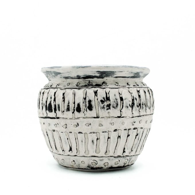 Griekse klei plantenpot - crème 12 cm
