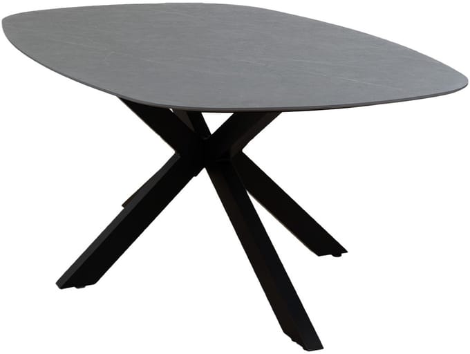 Deens ovale tuintafel Barletta 180 cm | 4 personen | Desert Pearl/Black | Kunststof & aluminium