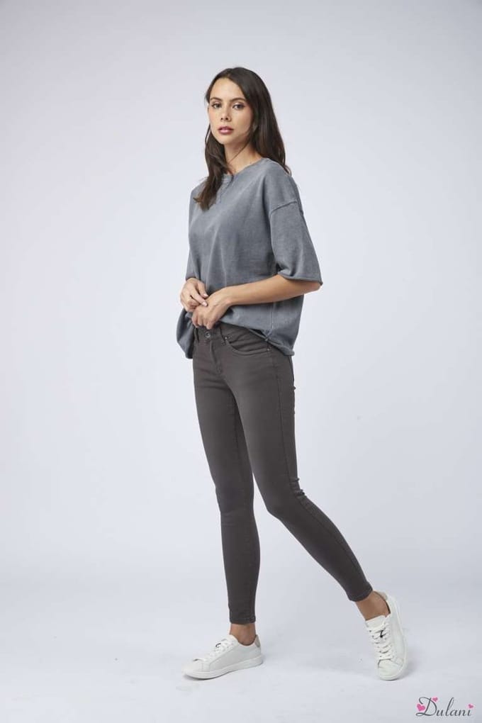 Broek Toxik3 met normale taille push-up antraciet