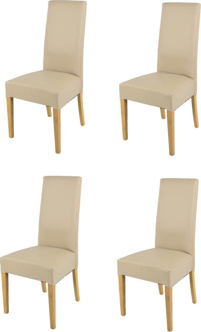 Tommychairs Luisa - Eetkamerstoelen - Set van 4 - Eikenhout & Beige - Kunstleer