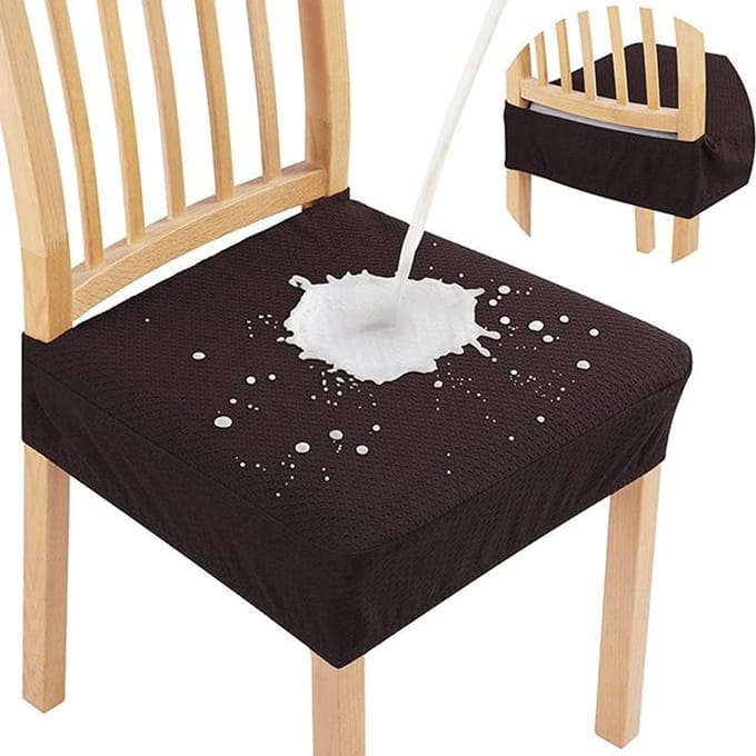 Housses de siège imperméables pour chaises de salle à manger, ensemble de housses de protection en Jacquard extensible, amovibles et lavables 1-Pcs marron