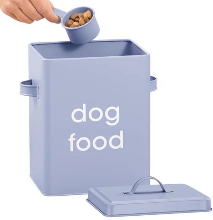 Voedselopslagblik voor honden - 6L - Voedselcontainer inclusief maatlepel - Blauw