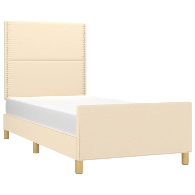 vidaXL - Bedframe - zonder - matras - 90x190 - cm - stof - crèmekleurig