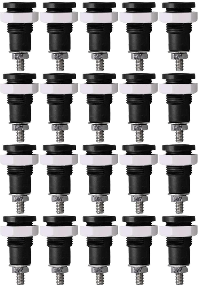 BRENZOOS - 20 Stuks Banaan Socket Jack voor Elektronica (Zwart)
