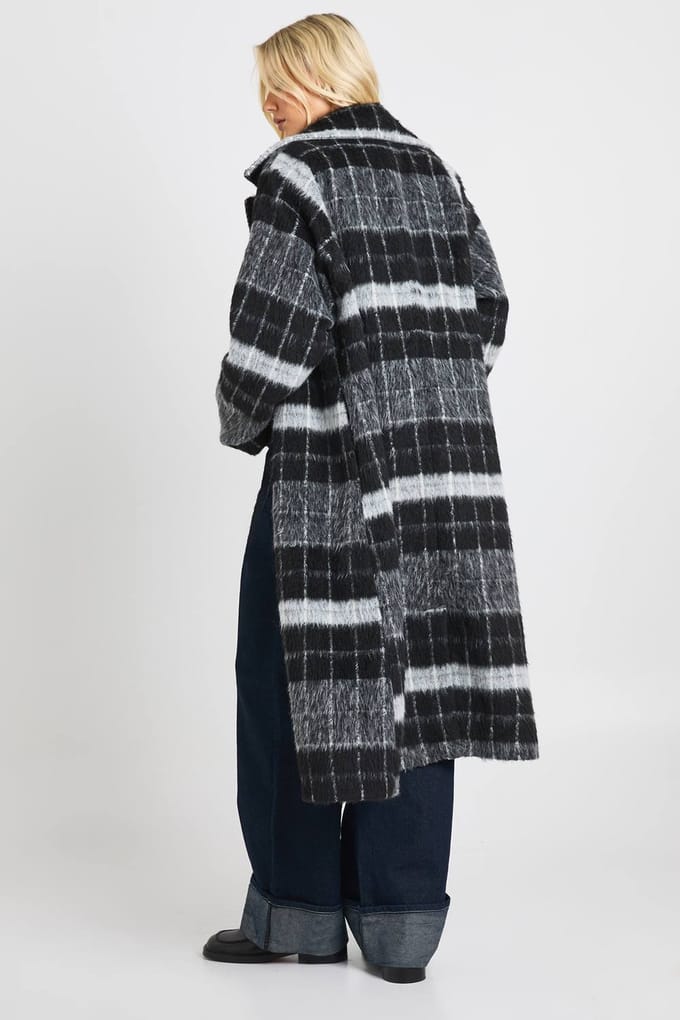 boohoo Dames Oversized geruite wol-lookjas | Black | Maat: 10