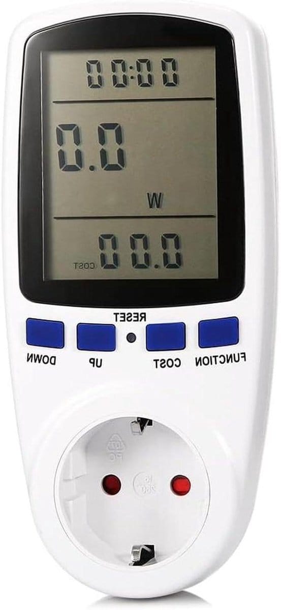 Stroommeter - Energiekosten meter - Energieverbruik meten - Groot display - 16A - Multicolor