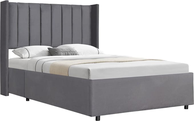 Gestoffeerd bed Savona - 200 x 140 cm - Donkergrijs - Incl. Bedlade