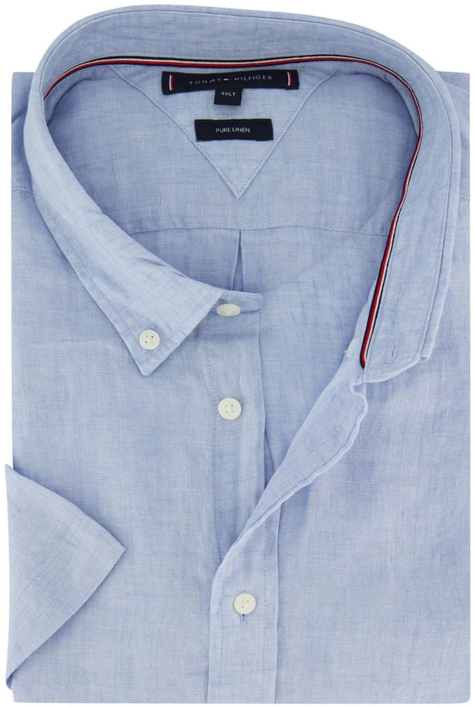 Overhemd Tommy Hilfiger Big & Tall effen linnen lichtblauw