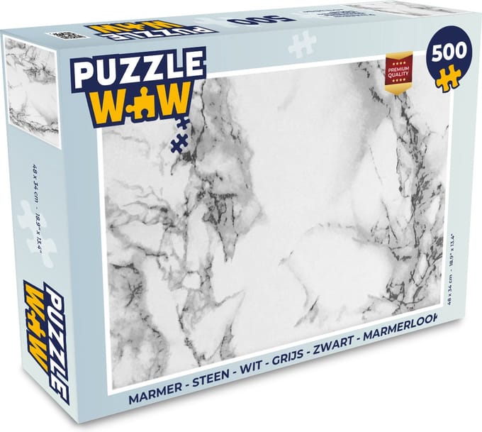 Puzzel Marmer - Steen - Wit - Grijs - Zwart - Marmerlook - Legpuzzel - Puzzel 500 stukjes