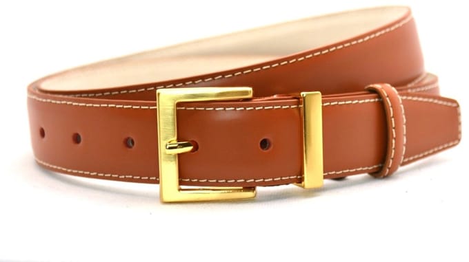 cognac dames riem - gouden gesp - 3 cm breed - maat 105 total lengte 120 cm