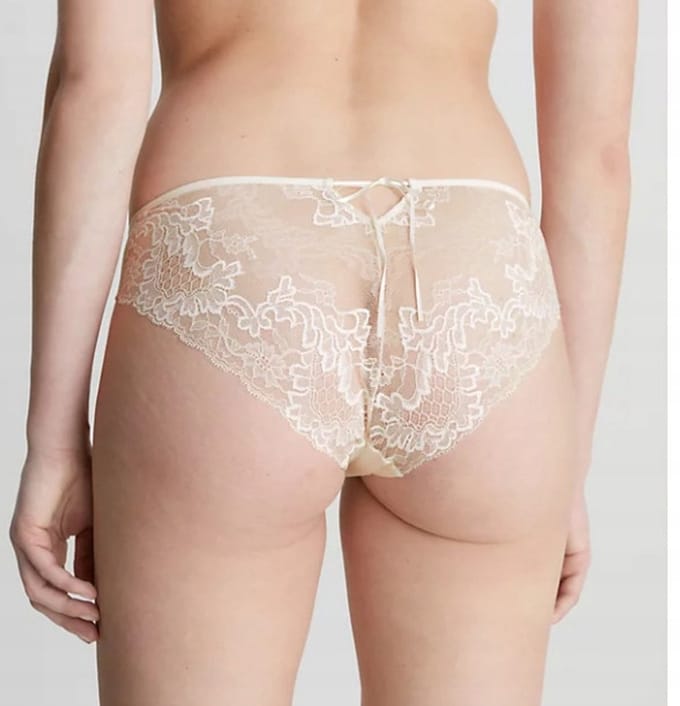 Calvin Klein TIA - Dames Kanten Onderbroek - Ecru - Kokardje - Maat S
